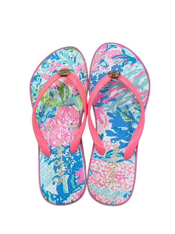 Comfortable Snow Sneakers Multi-colored Sandals Flip Flops Lilly Pulitzer, Size 5