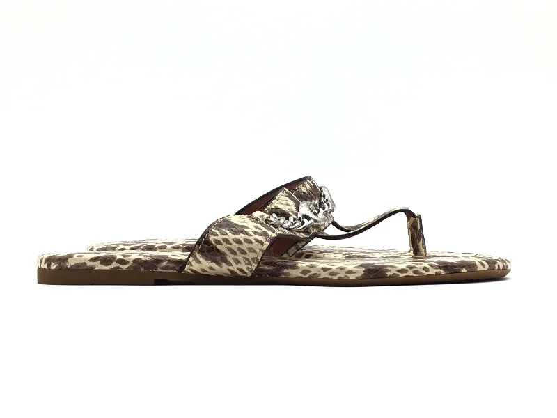 Trendy Platform Sneakers Snakeskin Print Sandals Designer Coach, Size 7.5