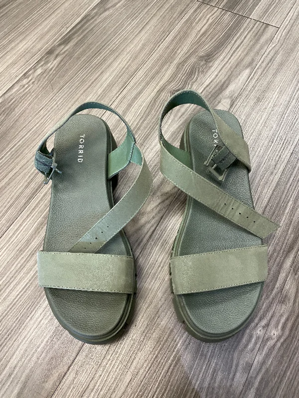 Designer Sneakers For Sale Green Sandals Heels Block Torrid, Size 11.5