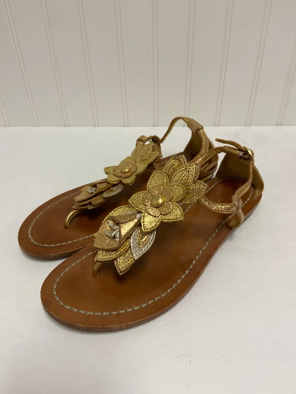 Waterproof Hiking Boots Gold Sandals Designer Coach, Size 7