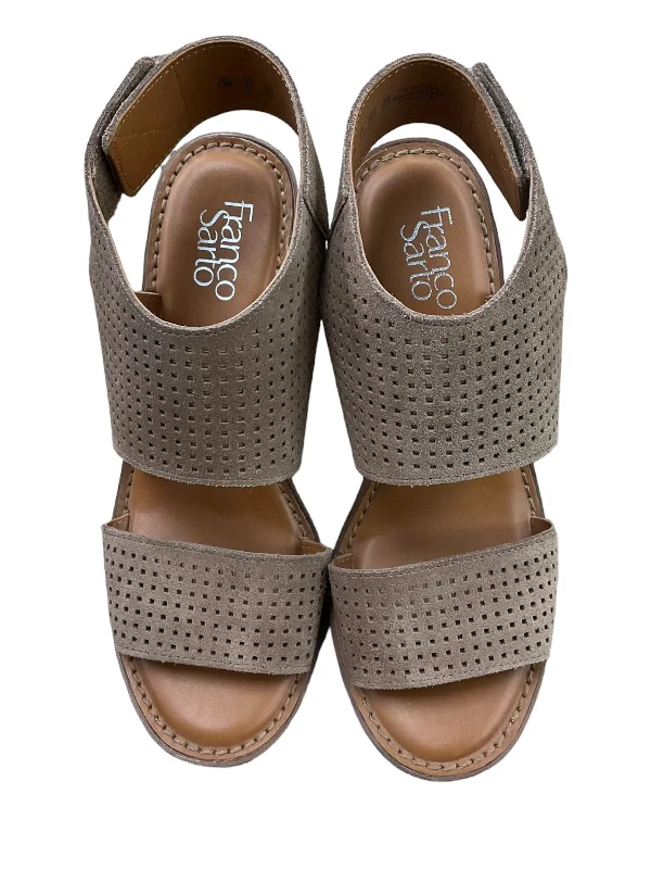 Comfortable Winter Sandals Tan Sandals Heels Block Franco Sarto, Size 8.5