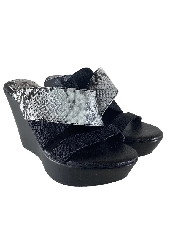 Light Running Shoes Black Sandals Heels Wedge Charles By Charles David, Size 6