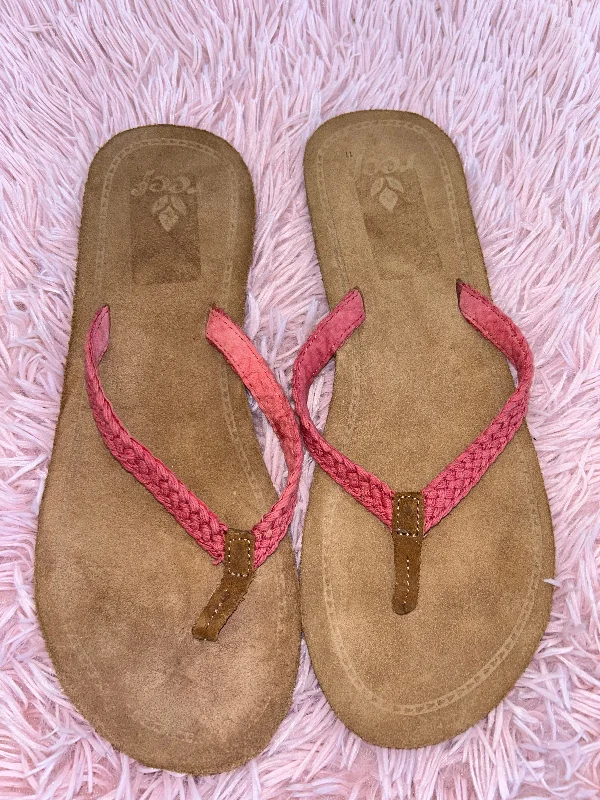 Comfortable Platform Shoes Pink Sandals Flip Flops Reef, Size 11