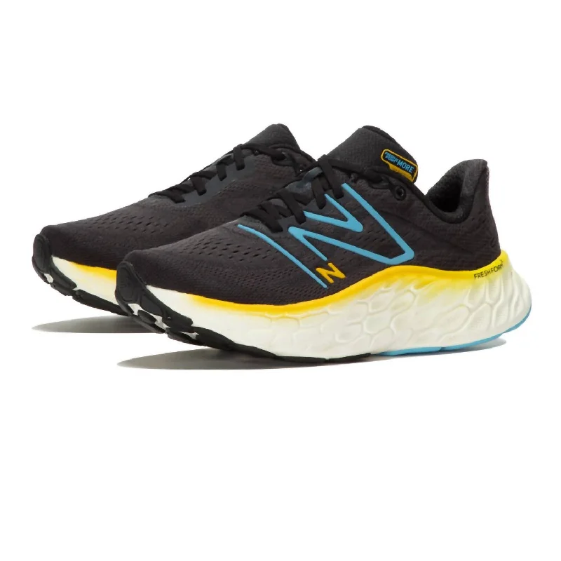 Sporty Casual Shoes Men's Fresh Foam X More V4 Running Shoes In Black/coastal Blue/ginger Lemon