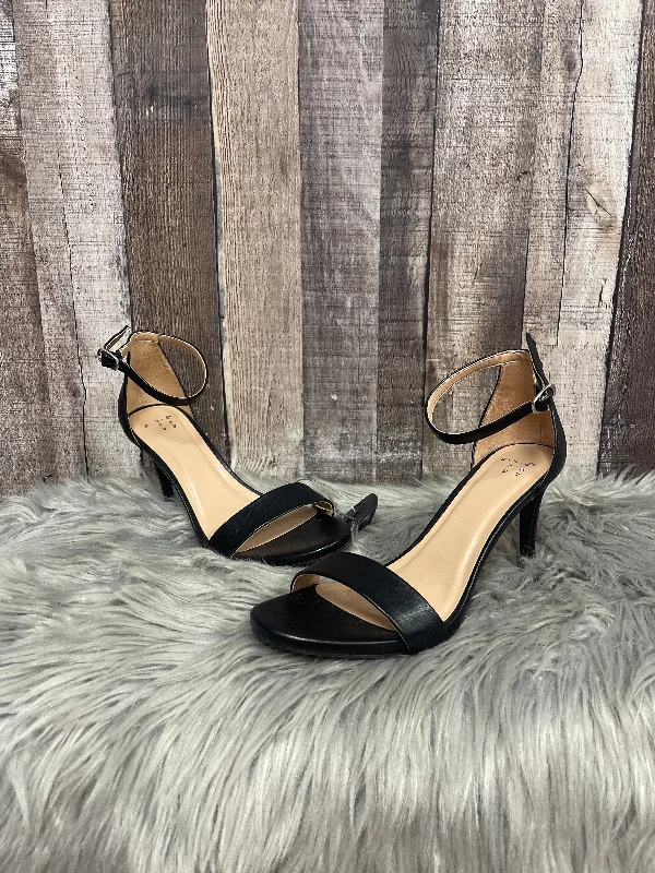 Fashionable Work Boots Black Sandals Heels Stiletto A New Day, Size 8