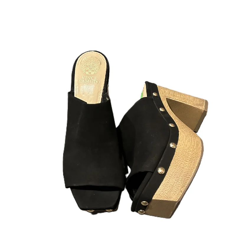 Comfortable Winter Sandals Sandals Heels Block By Vince Camuto In Black, Size: 7.5