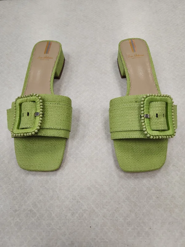 Fashionable Summer Shoes Green Sandals Heels Block Sam Edelman, Size 8