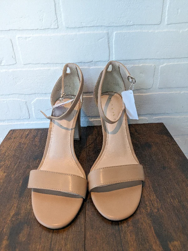 Comfortable Formal Footwear Tan Sandals Heels Block Kelly And Katie, Size 11