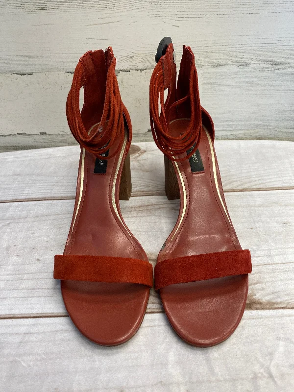 Formal Leather Shoes Red Sandals Heels Block White House Black Market, Size 10