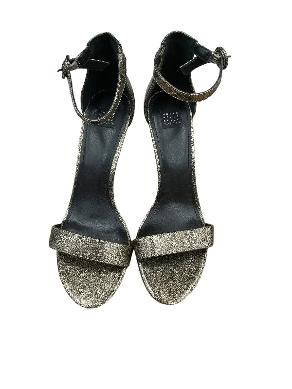 Classic Flat Shoes Gold Sandals Heels Stiletto White House Black Market, Size 10