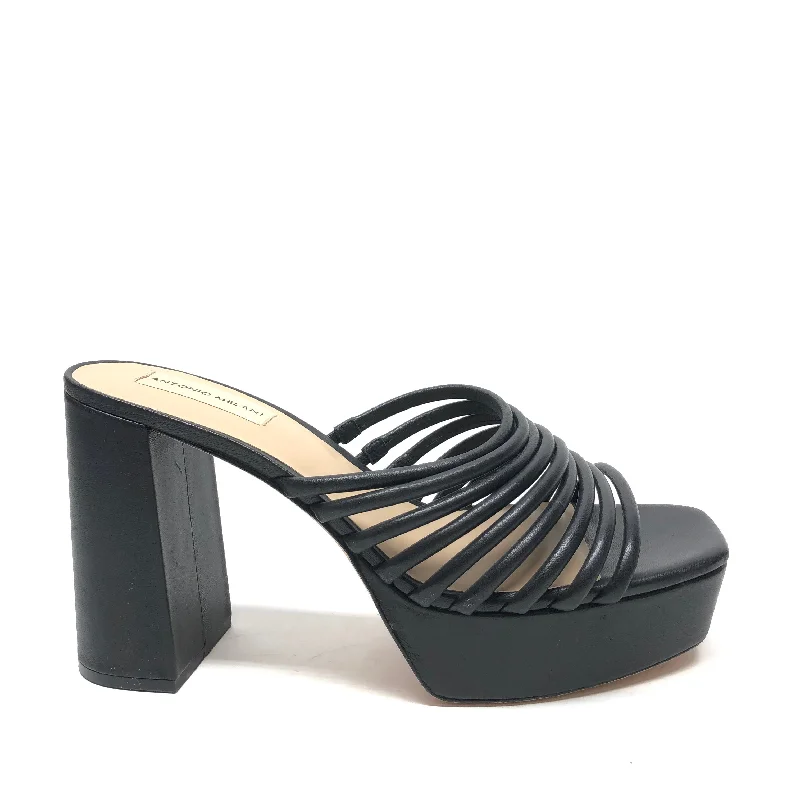 Elegant Wedding Shoes Black Sandals Heels Block Antonio Melani, Size 10