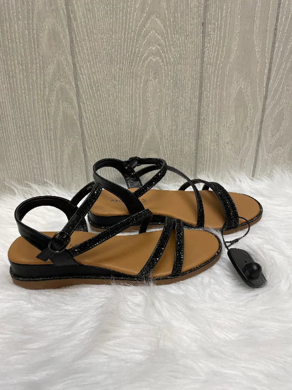 Eco-Friendly Sneakers Black Sandals Heels Wedge Andiamo, Size 7