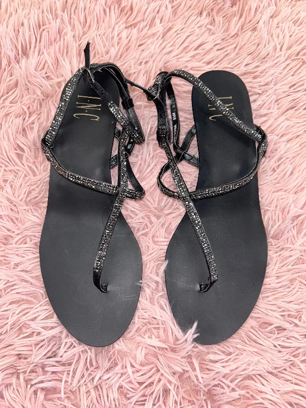 Elegant Wedding Shoes Black Sandals Heels Wedge Inc, Size 8.5