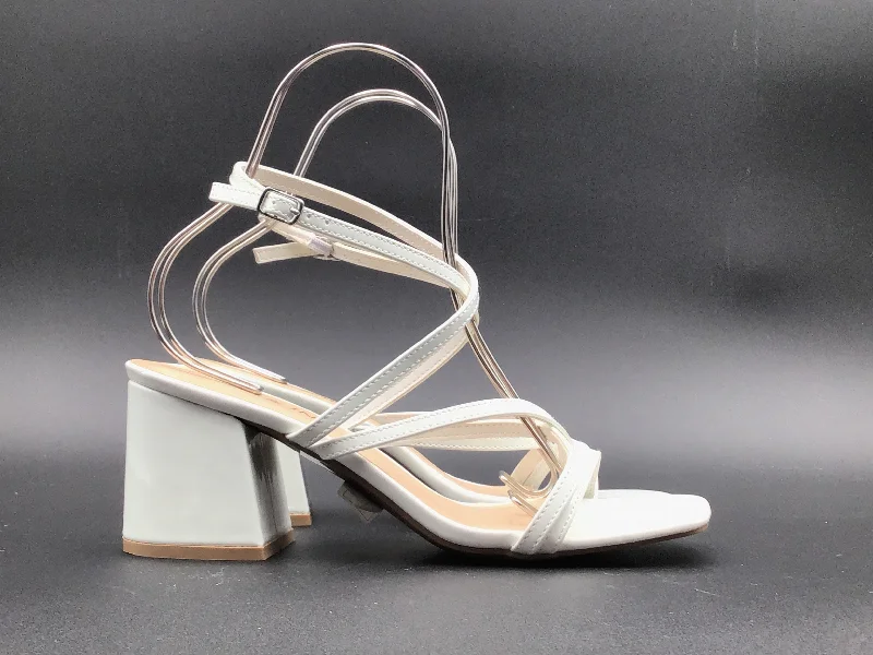 Affordable Running Shoes White Sandals Heels Block Shein, Size 9