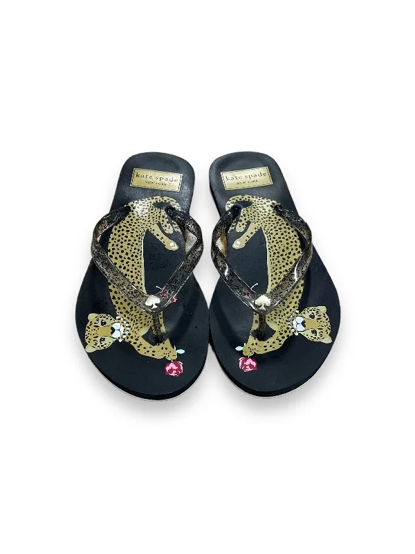 Fashion Sneakers For Work Animal Print Sandals Flip Flops Kate Spade, Size 5