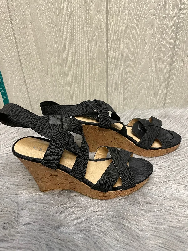 Casual Walking Boots Black Sandals Heels Wedge Cl By Chinese Laundry, Size 9