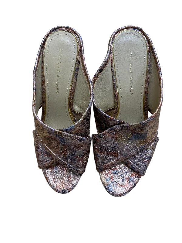 Best Running Footwear Sandals Heels Block By Etienne Aigner In Gold, Size: 8.5