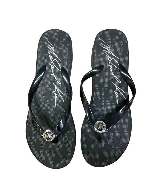 Trendy High Top Sneakers Black Sandals Flip Flops Michael Kors, Size 8