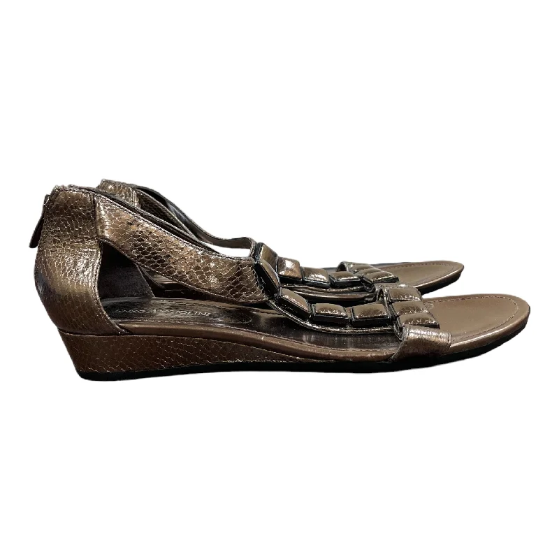 Vintage Sneakers Collection Bronze Sandals Heels Wedge By Enzo Angiolini, Size: 8.5