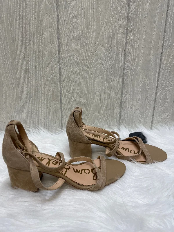 Running Shoes For Men Tan Sandals Heels Block Sam Edelman, Size 8