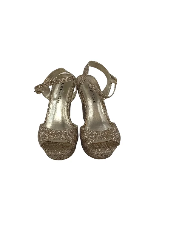 Summer Sports Shoes Sandals Heels Wedge By Rampage In Gold, Size: 6