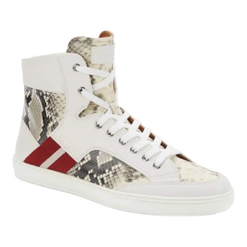 Classic Hiking Boots Bally Oldani Men's 6240612 White High-Top Leather Sneakers