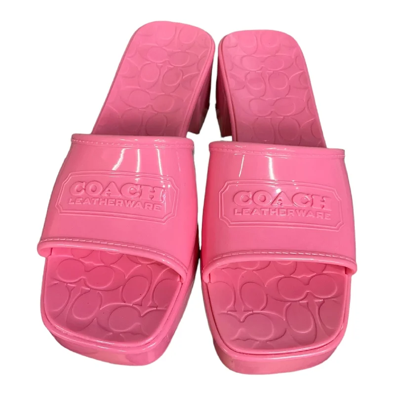 High Quality Sneakers Sandals Heels Block By Coach In Pink, Size: 6