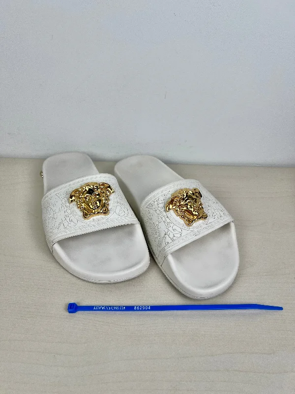 Formal Wedding Shoes White Sandals Luxury Designer Versace, Size 6