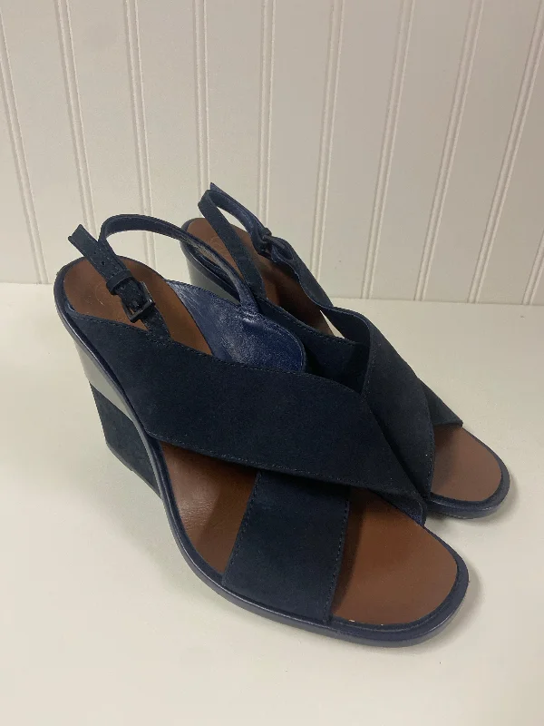 Classic Flat Shoes Navy Sandals Designer Tory Burch, Size 8.5