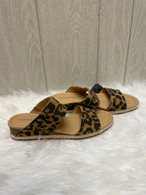 Durable Work Boots Animal Print Sandals Heels Wedge Lucky Brand, Size 7.5