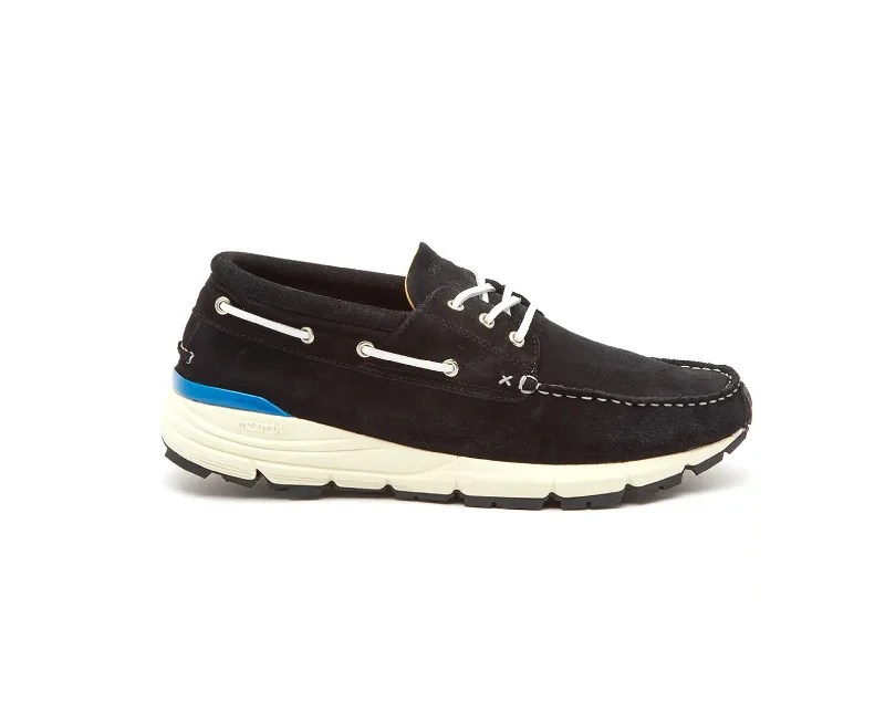 Leather Casual Shoes Merrimack Boat Shoe - Black Suede
