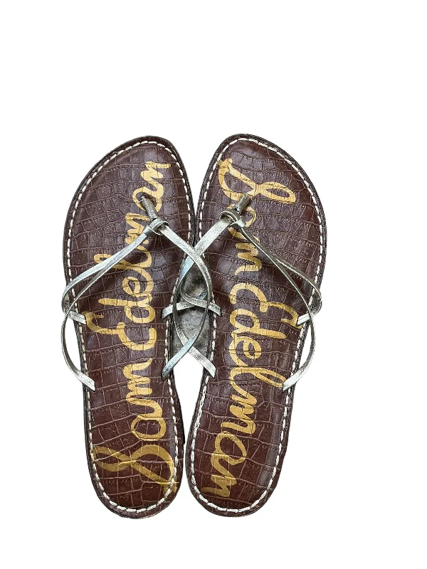 Stylish Running Footwear Gold Sandals Flip Flops Sam Edelman, Size 7.5