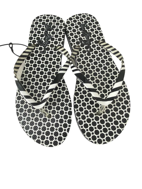 Casual Sports Footwear Black & White Sandals Flip Flops Vera Bradley, Size 10