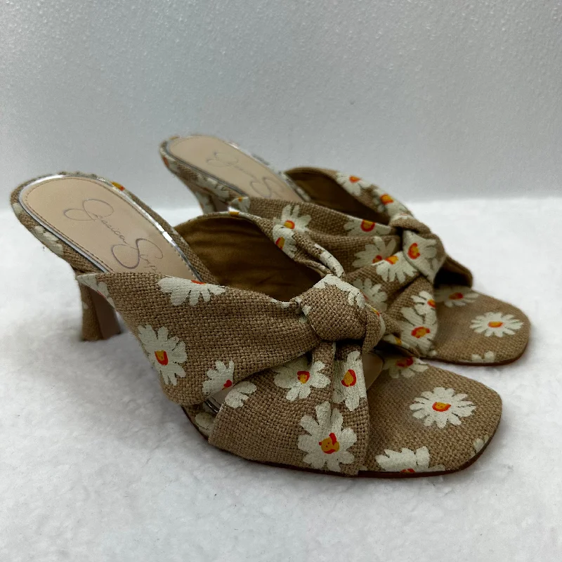 Comfortable Snow Sneakers Flowered Sandals Heels Block Jessica Simpson, Size 8.5