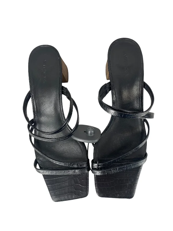 Stylish Winter Boots Black Sandals Heels Block Vince, Size 10