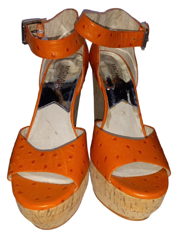 High Fashion Sneakers Orange Sandals Heels Wedge Michael By Michael Kors, Size 6
