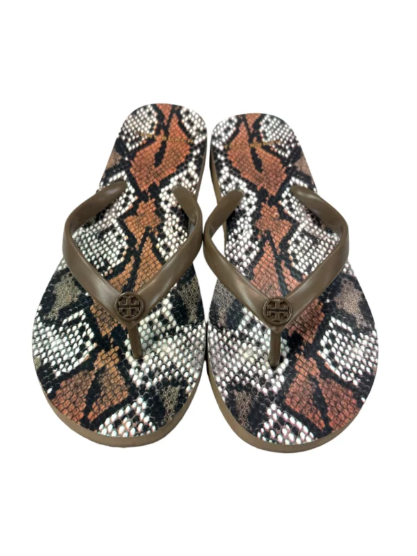 High Fashion Footwear Snakeskin Print Sandals Designer Tory Burch, Size 8