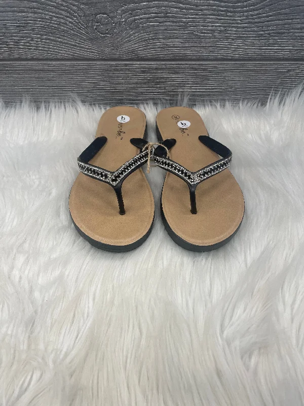 Comfortable Flip Flops Black & Brown Sandals Flip Flops Just Be, Size 9