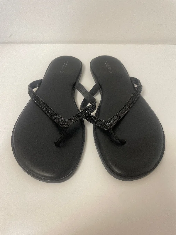 Fashionable Moccasins Black Sandals Flip Flops Torrid, Size 11