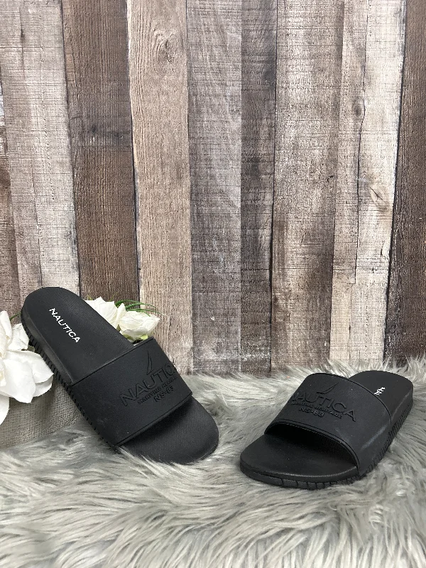 Comfortable Slippers For Home Black Sandals Sport Nautica, Size 9