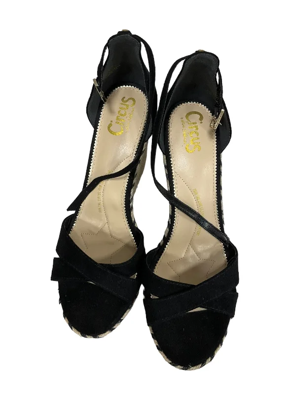 Formal Sports Shoes Black Sandals Heels Wedge Sam Edelman, Size 9.5