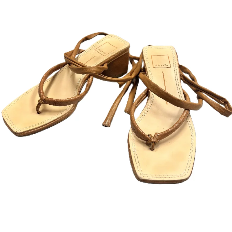 High Fashion Footwear Tan Sandals Heels Block By Dolce Vita, Size: 7.5
