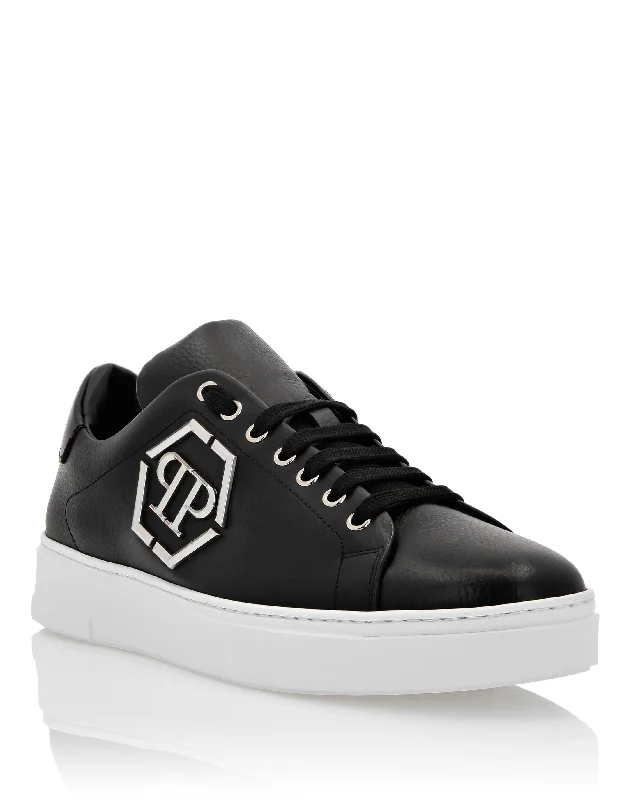 Comfortable Heeled Shoes Leather Lo-Top Sneakers Hexagon