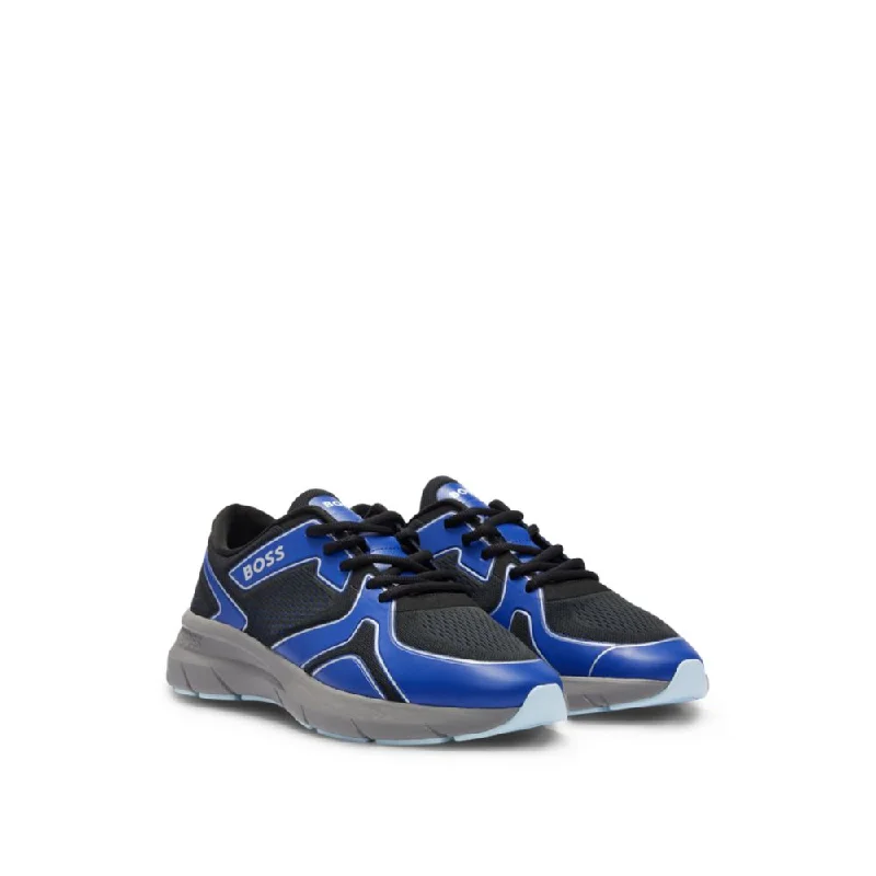 Luxury Boots For Sale Mixed-material trainers with rubberized faux leather