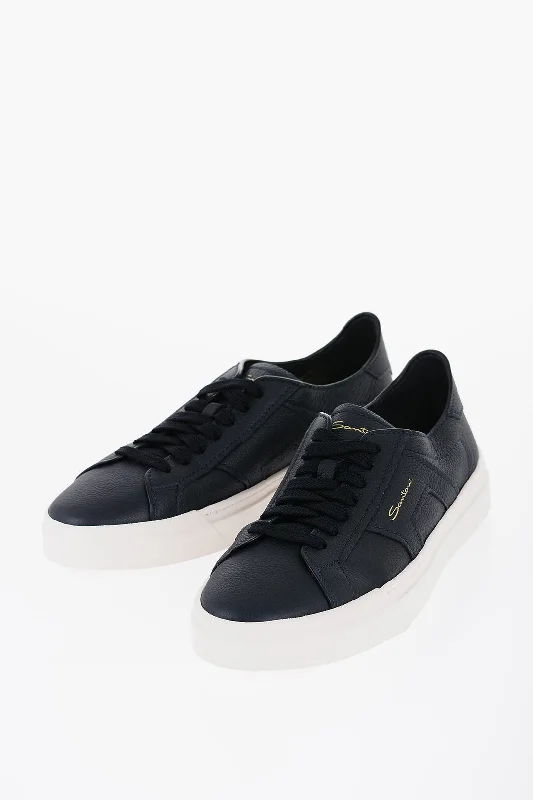 Comfortable Slippers For Home Santoni Textured Leather Low-Top Sneakerswith Logo-Print Comfortable Slippers For Home Santoni Textured Leather Low-Top Sneakerswith Logo-Print