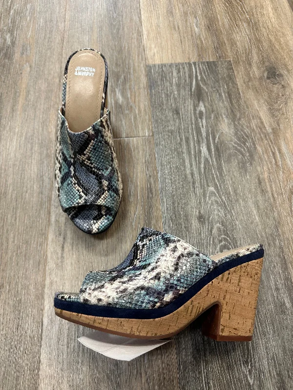 Stylish Work Sneakers Blue Sandals Heels Wedge Johnston & Murphy, Size 7.5