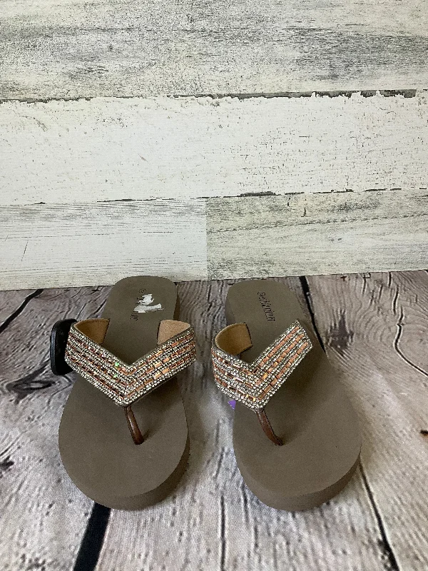 Stylish Sneakers For Running Brown & Pink Sandals Flip Flops Olivia Miller, Size 8