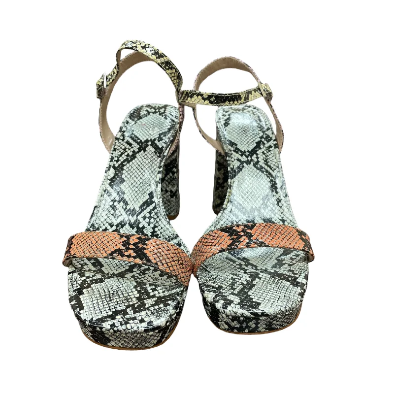 Warm Hiking Boots Snakeskin Print Sandals Heels Stiletto By Akira, Size: 8.5