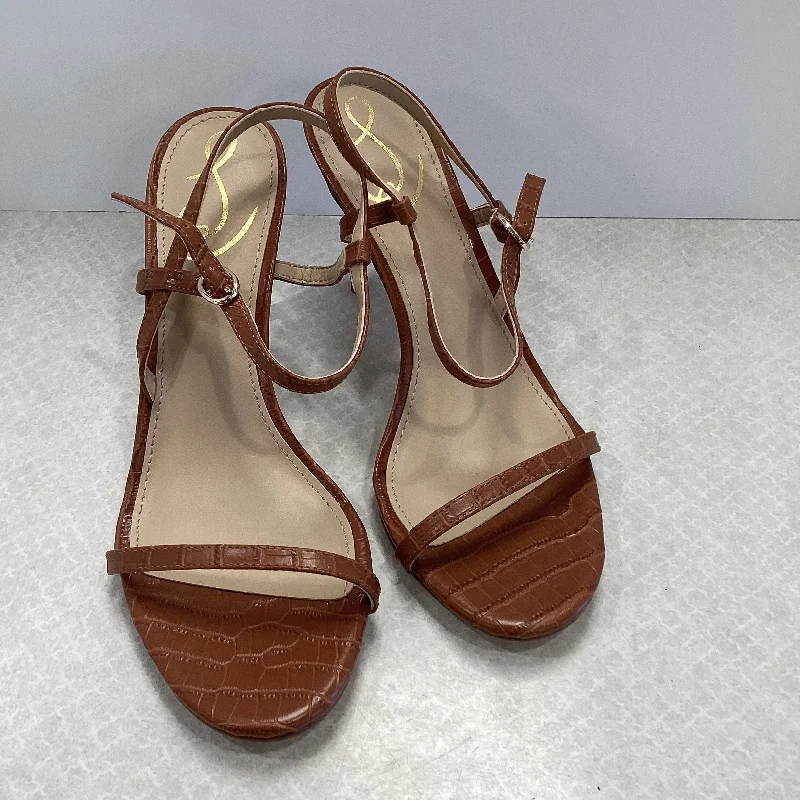 Comfortable Sports Shoes Brown Sandals Heels Stiletto Sam Edelman, Size 8