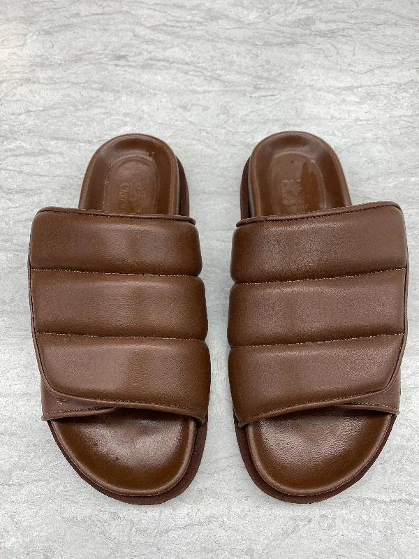 Stylish High Heels Brown Sandals Designer Cma, Size 8.5